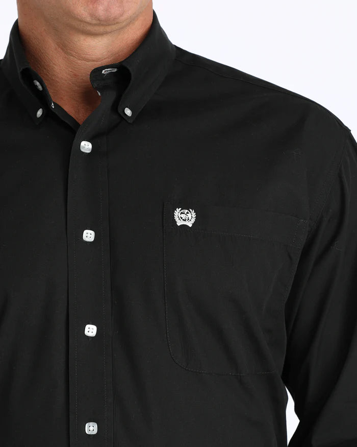 Cinch Solid Black Button-Down Western Shirt
