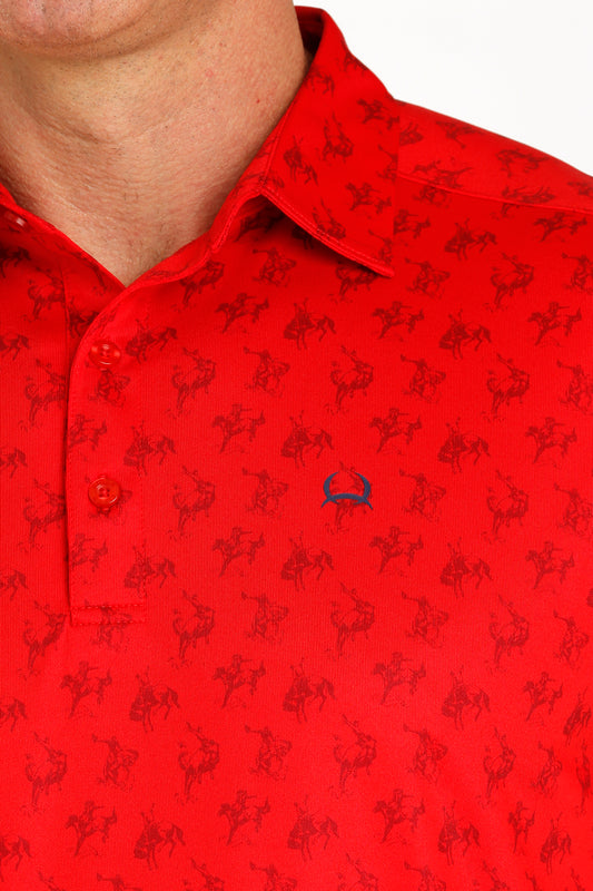 Cinch Men's Red Bronco ArenaFlex Polo