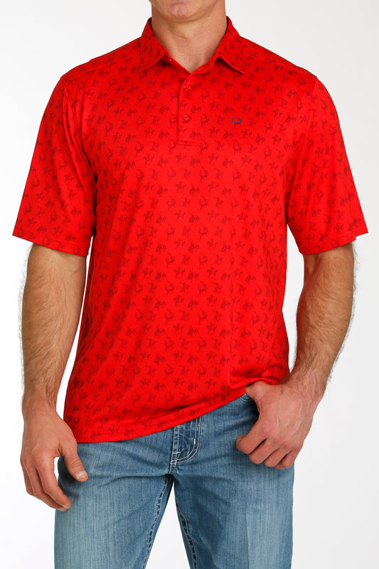 Cinch Men's Red Bronco ArenaFlex Polo