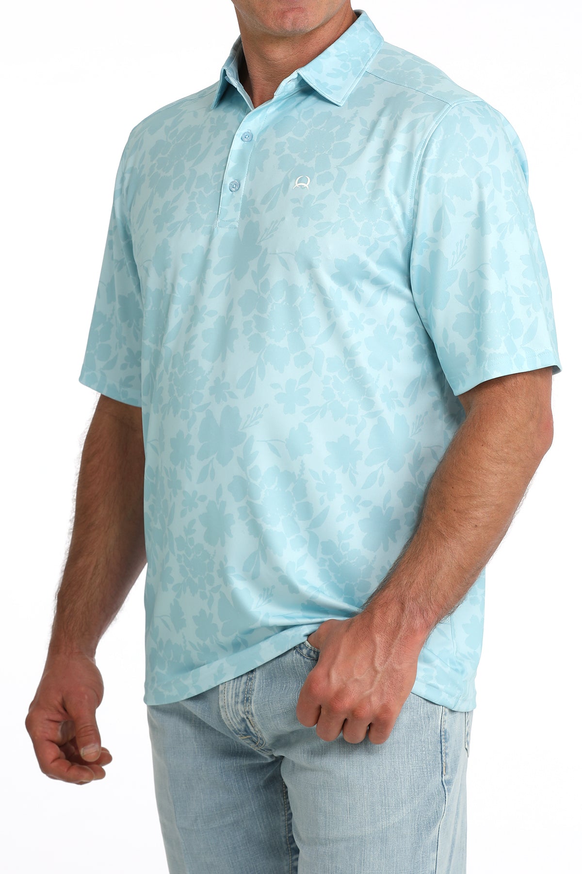Cinch Arenaflex Polo in Light Blue Floral