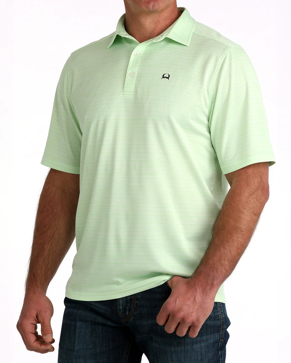 Cinch Men's Arenaflex Polo in Green Stripe