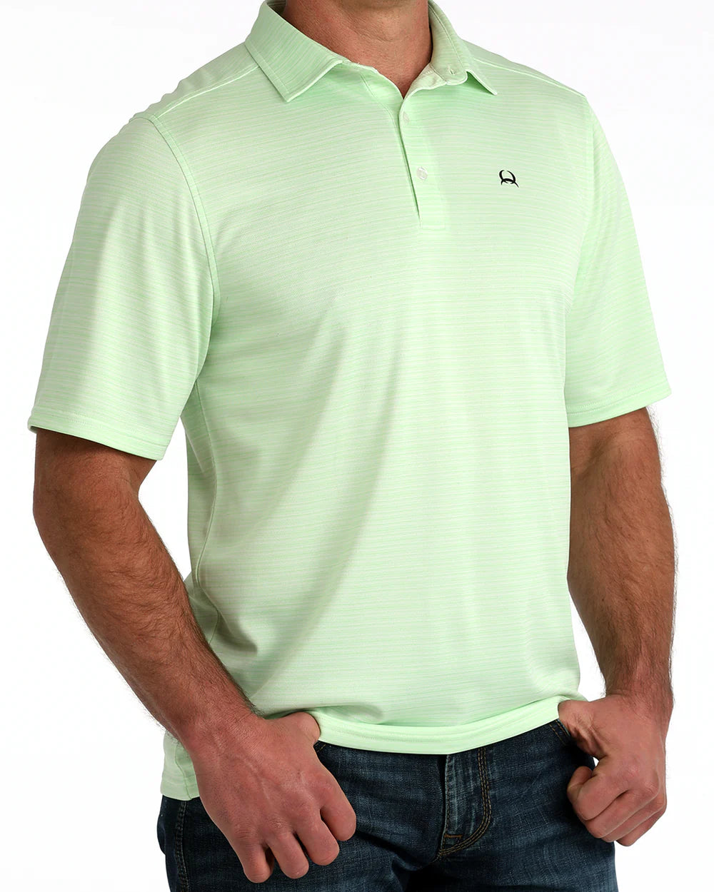 Cinch Men's Arenaflex Polo in Green Stripe
