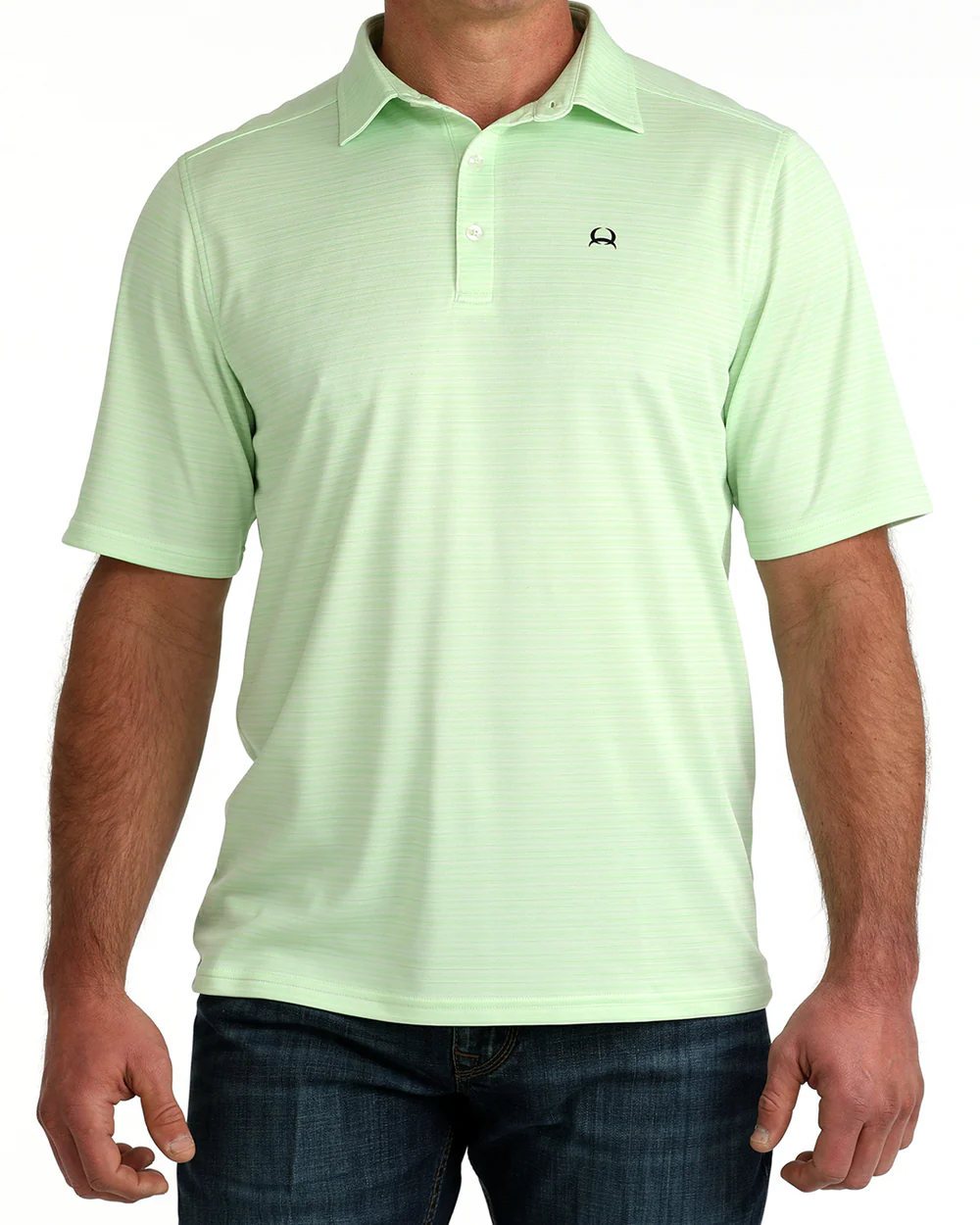 Cinch Men's Arenaflex Polo in Green Stripe
