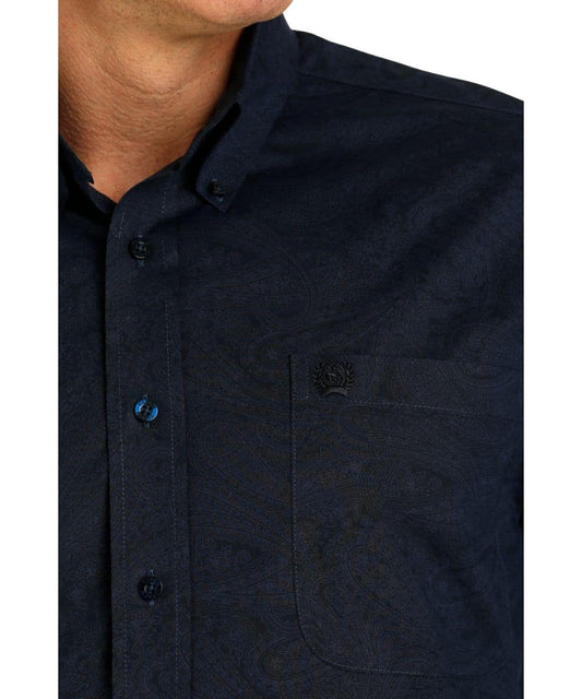 Cinch Men's Navy Printed Long Sleeve Shirt