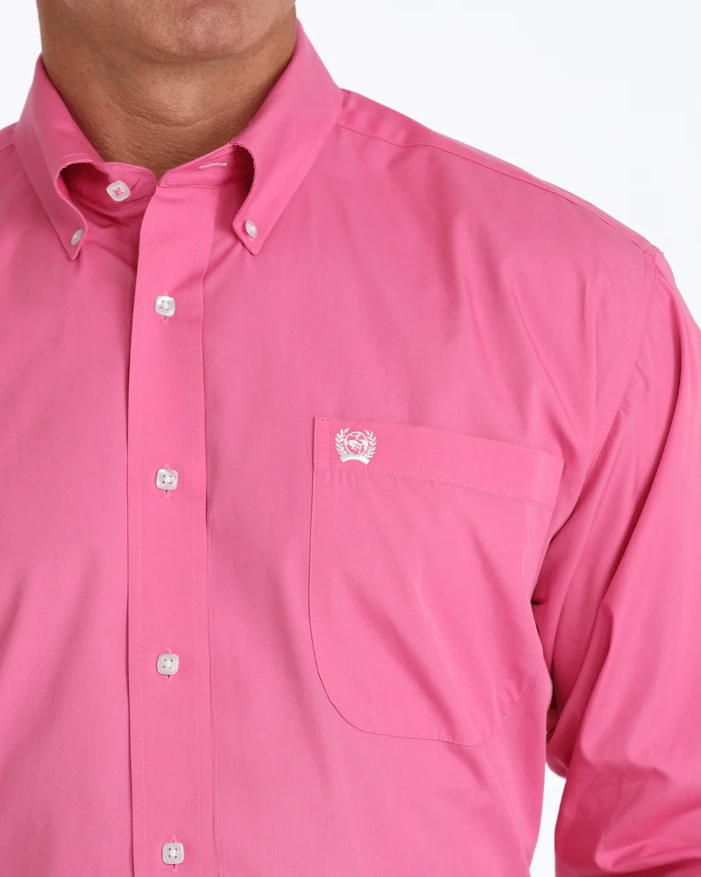 Men's Pink Classic Fit Button-Down Western Shirt