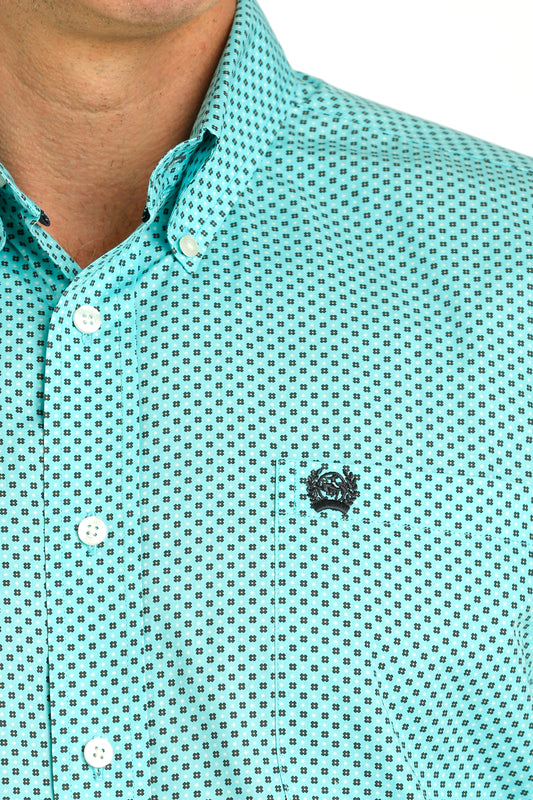 Cinch Men's Turquoise Geometric Button-Down Shirt