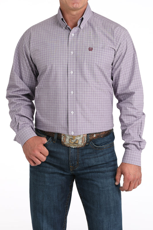 Cinch Lilac Plaid Long Sleeve Shirt