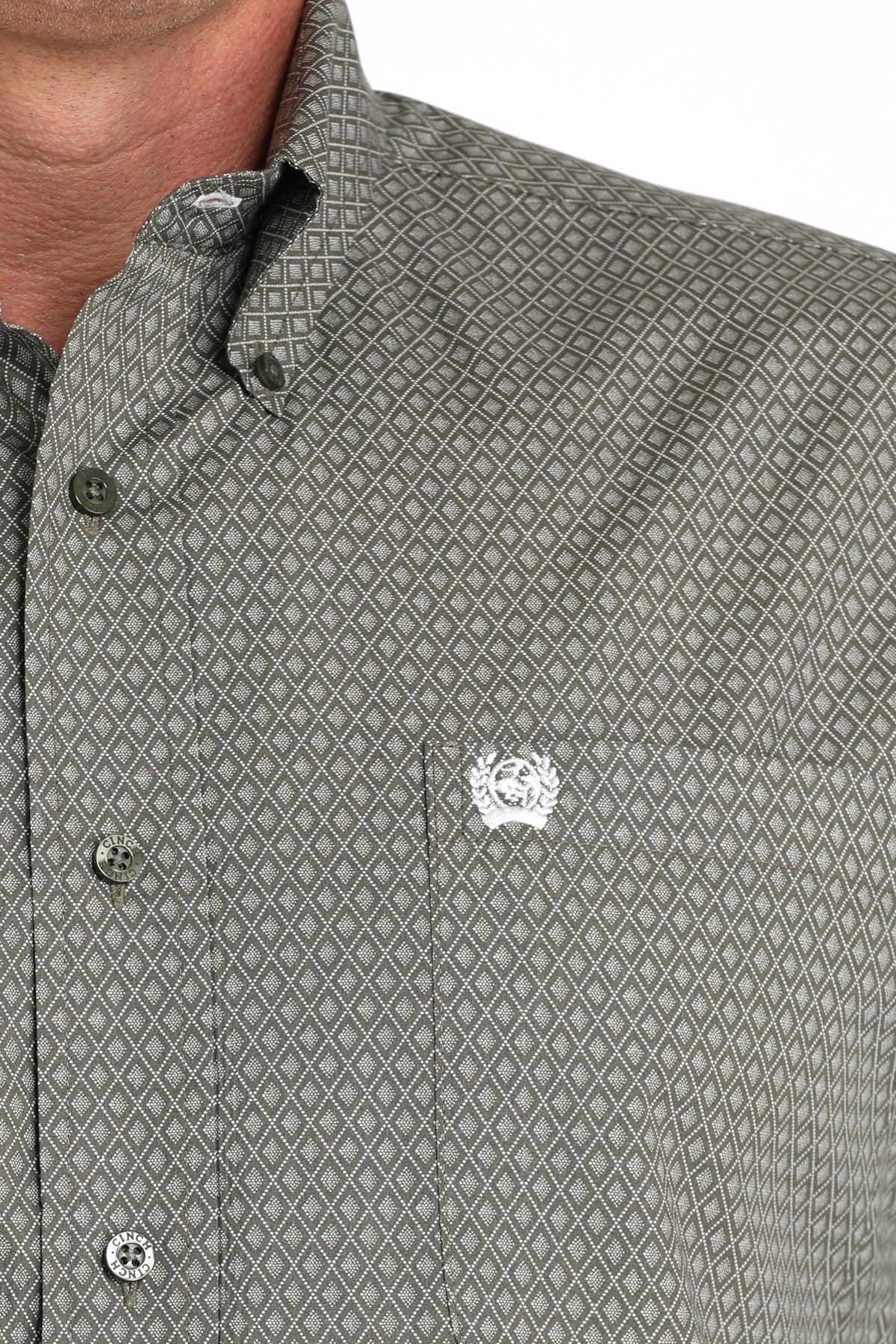 Cinch Men's Long Sleeve Olive Button Down Shirt