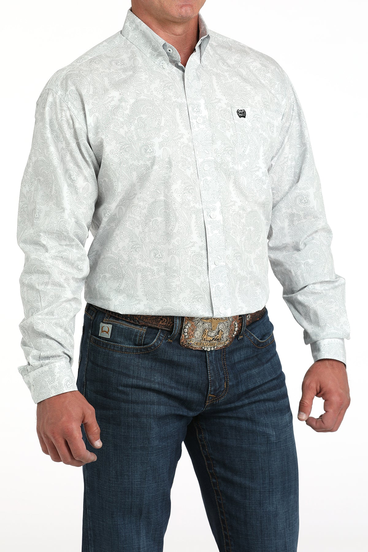 Cinch White Paisley Print Western Shirt