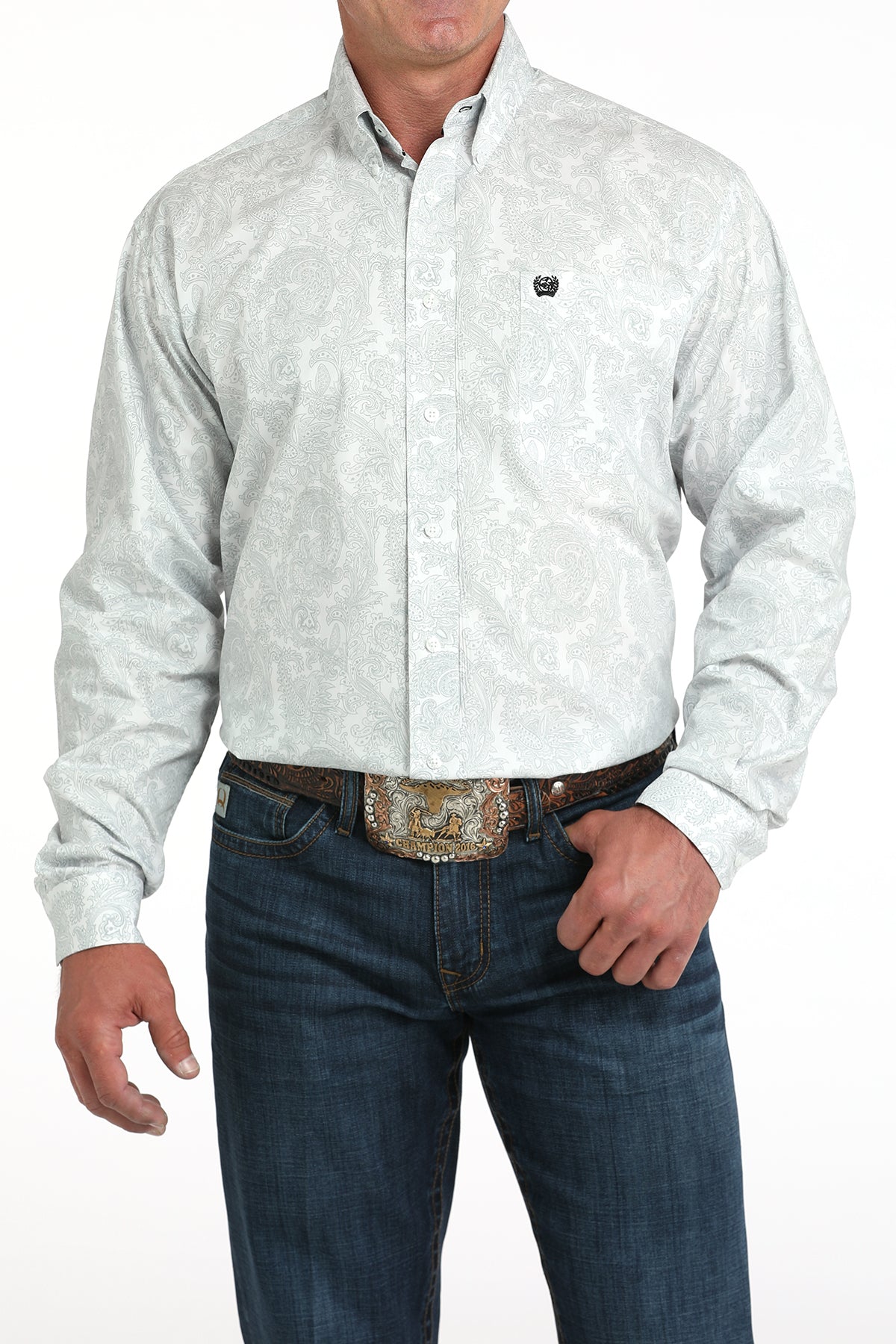 Cinch White Paisley Print Western Shirt