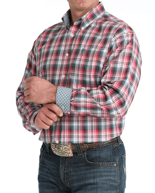 Cinch Men's Classic Fit Button-Down Western Shirt in Multi Plaid