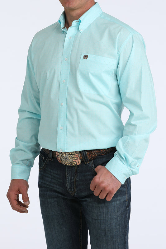 Cinch Men's Classic Fit Button-Down Western Shirt in Blue Geometric Print