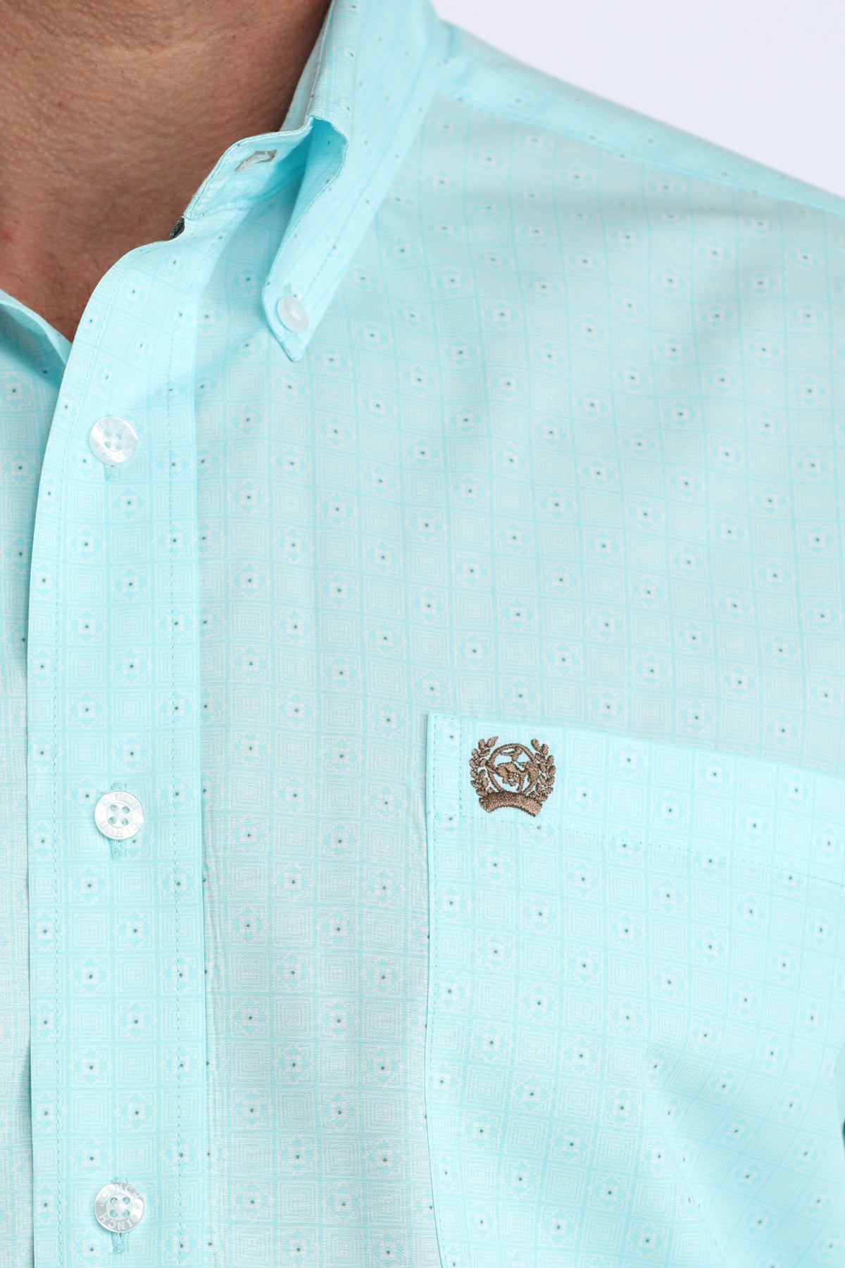 Cinch Men's Classic Fit Button-Down Western Shirt in Blue Geometric Print