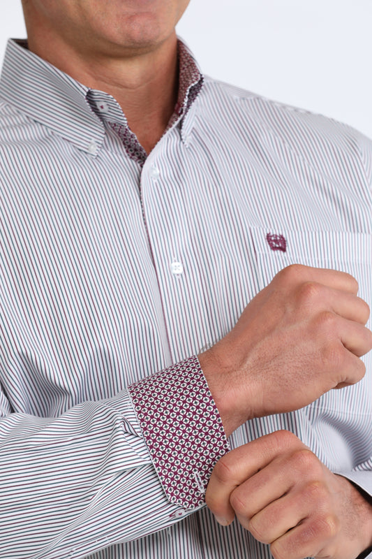 Cinch White Striped Long Sleeve Shirt