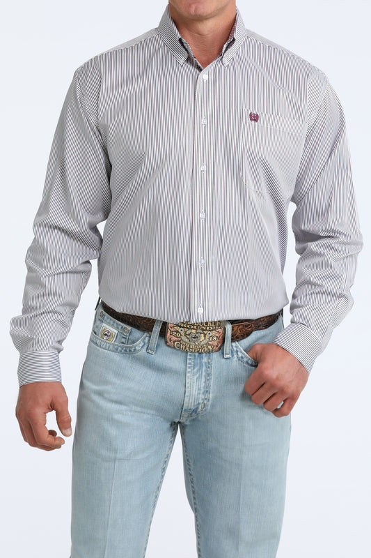 Cinch White Striped Long Sleeve Shirt