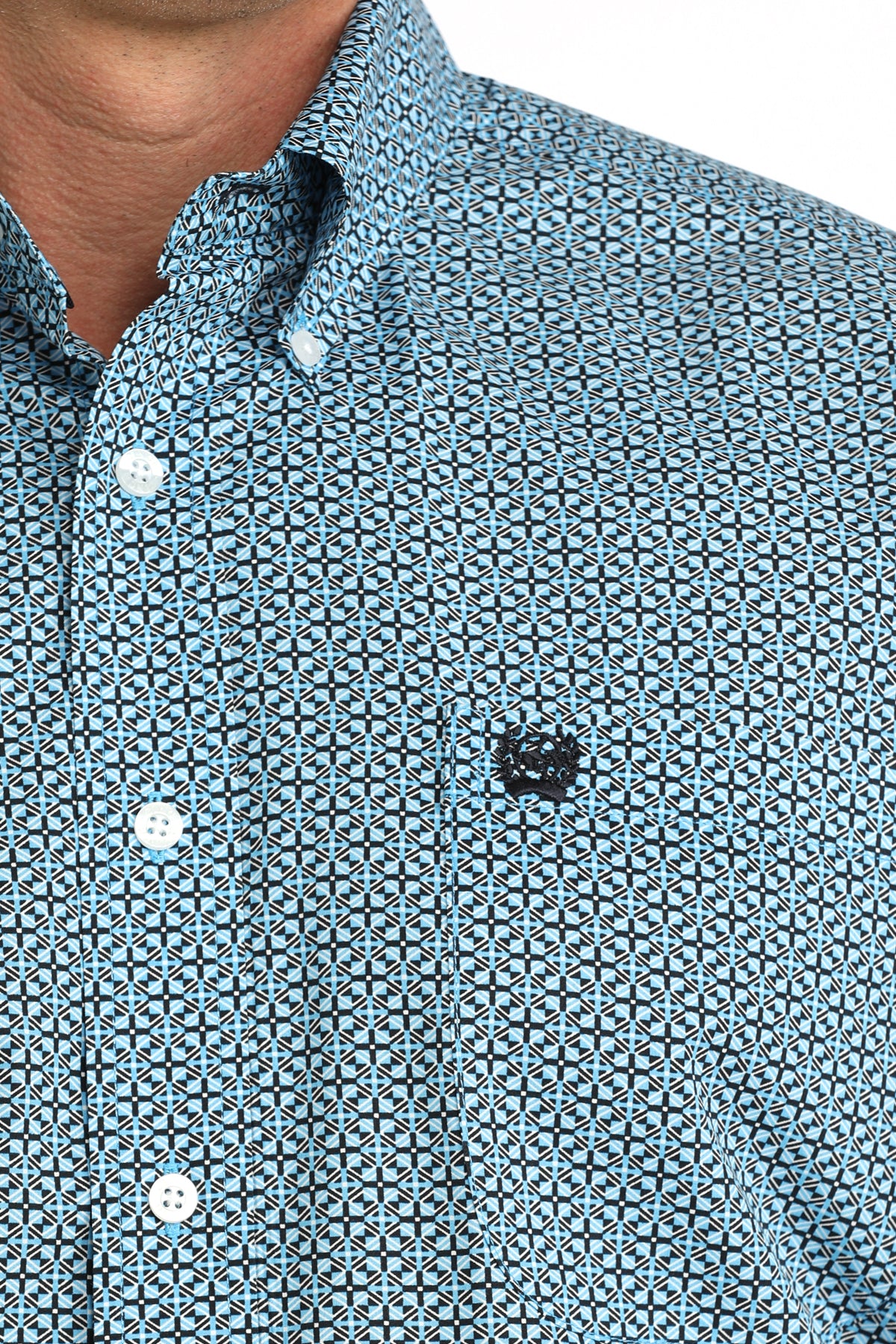 Cinch Men's Classic Fit Button-Down Western Shirt in Blue Geo Print