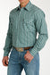 Cinch Men's Long Sleeve Modern Stripe Teal Green Shirt