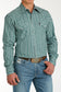 Cinch Men's Long Sleeve Modern Stripe Teal Green Shirt