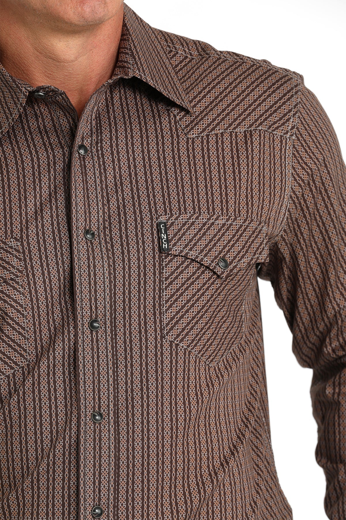 Cinch Men's Modern Fit Stripe Print Shirt