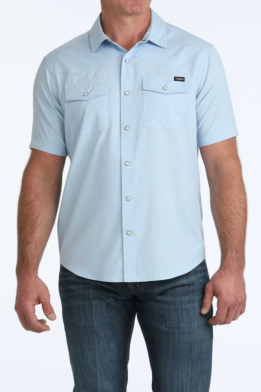 Cinch Men's Arenaflex Camp Shirt in Light Blue