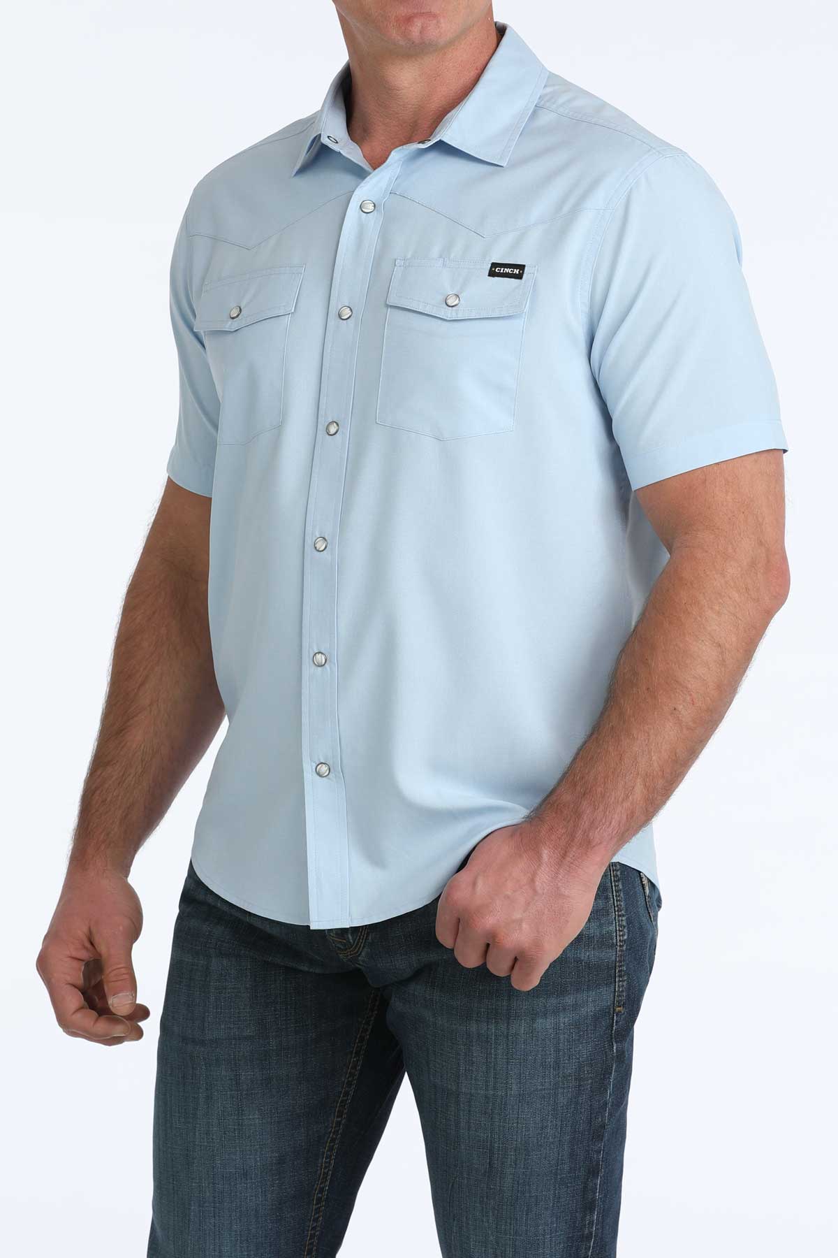 Cinch Men's Arenaflex Camp Shirt in Light Blue