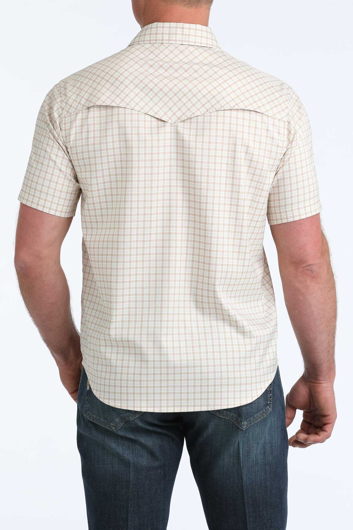 Cinch Men's Arenaflex Camp Shirt in White Plaid