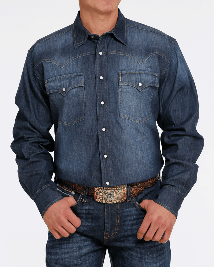 Cinch Men's Classic Fit Snap Front Western Shirt in Denim