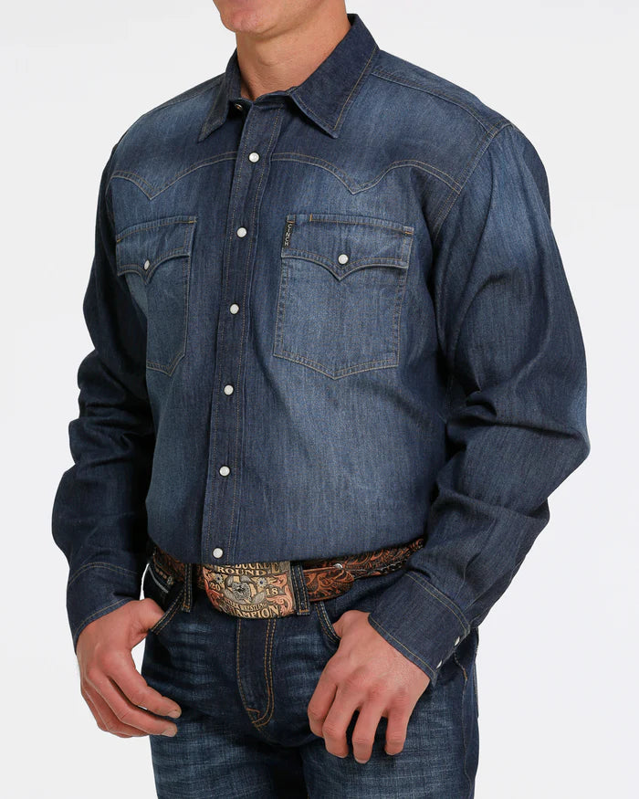 Cinch Men's Classic Fit Snap Front Western Shirt in Denim
