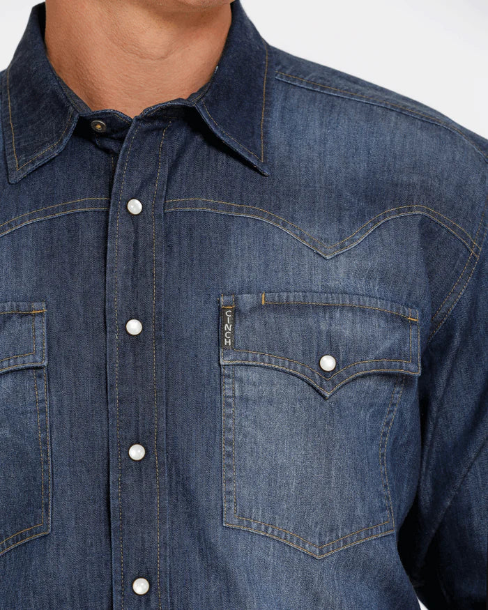 Cinch Men's Classic Fit Snap Front Western Shirt in Denim