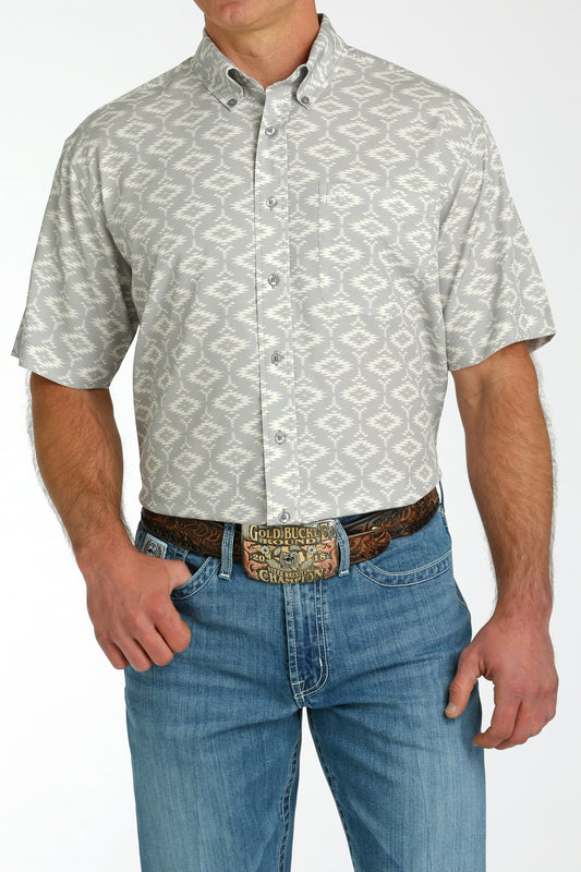 Cinch Men's ARENAFLEX Aztec Grey Short Sleeve Shirt