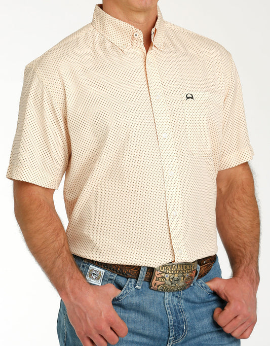 Cinch Men's Arenaflex Short Sleeve Peach Button Down Shirt