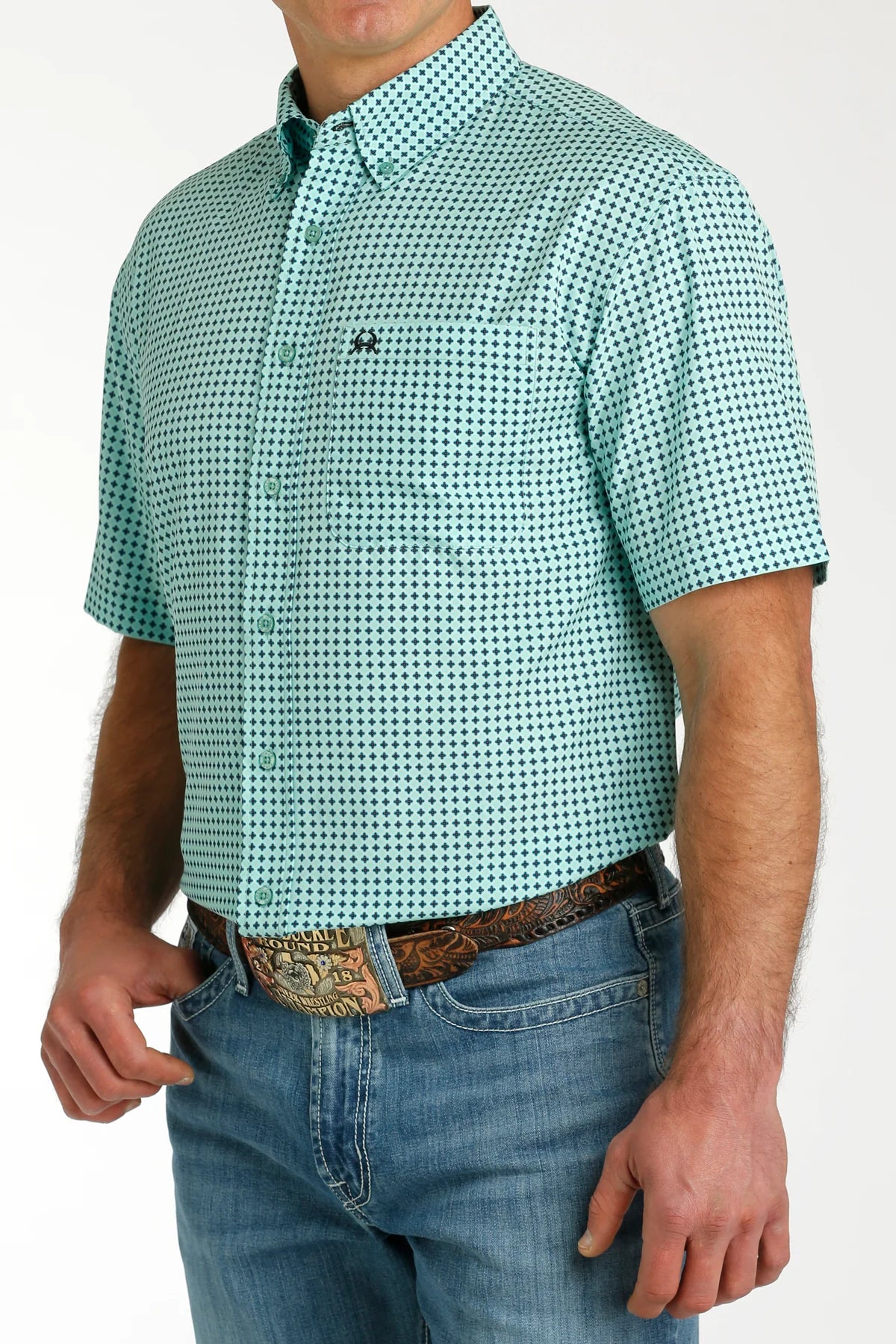 Cinch Turquoise Arenaflex Short Sleeve Shirt