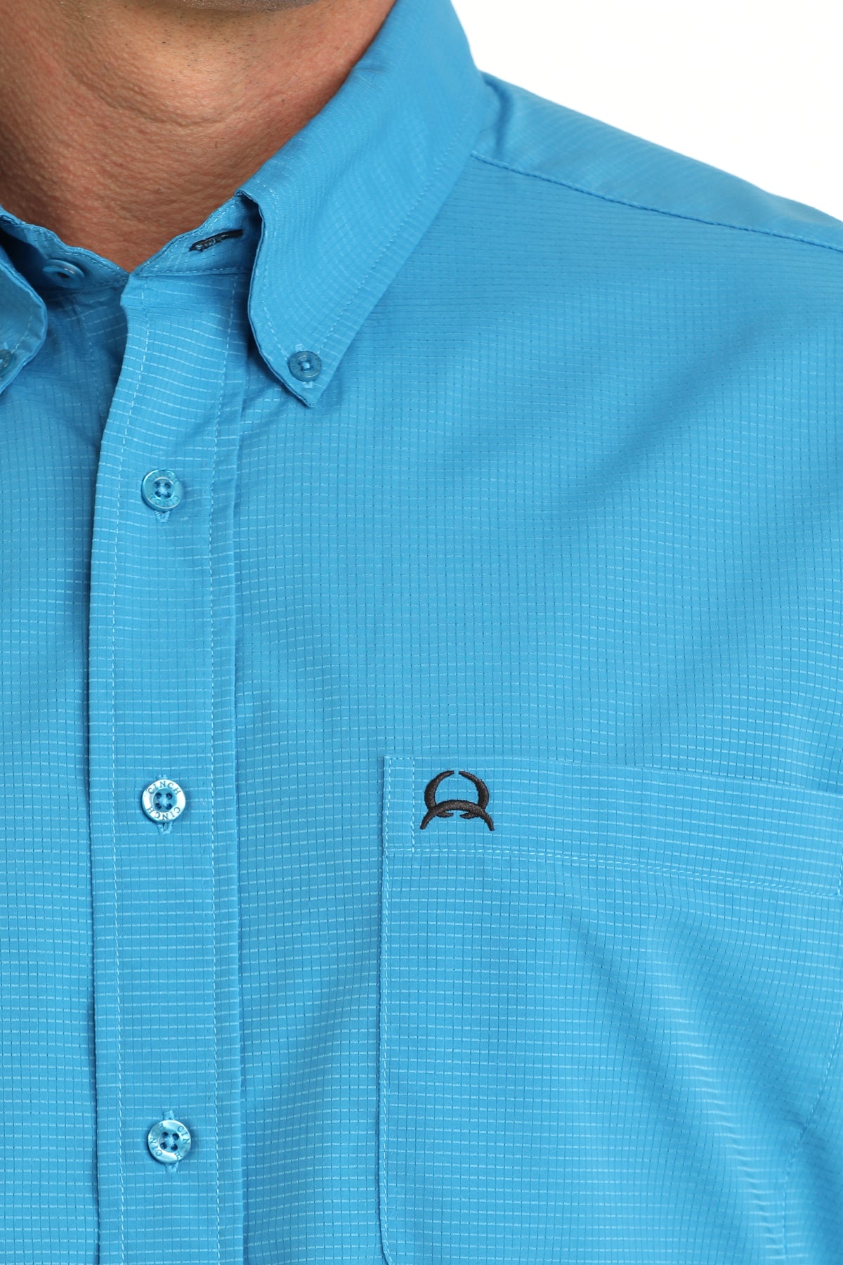 Cinch Men's Solid Blue ArenaFlex Short Sleeve Shirt