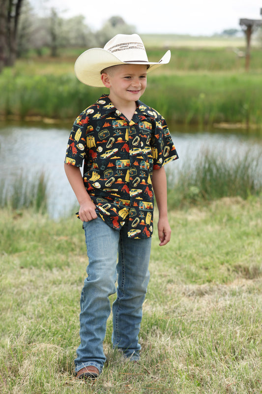 Cinch Boy's Cowboy Way Camp Shirt