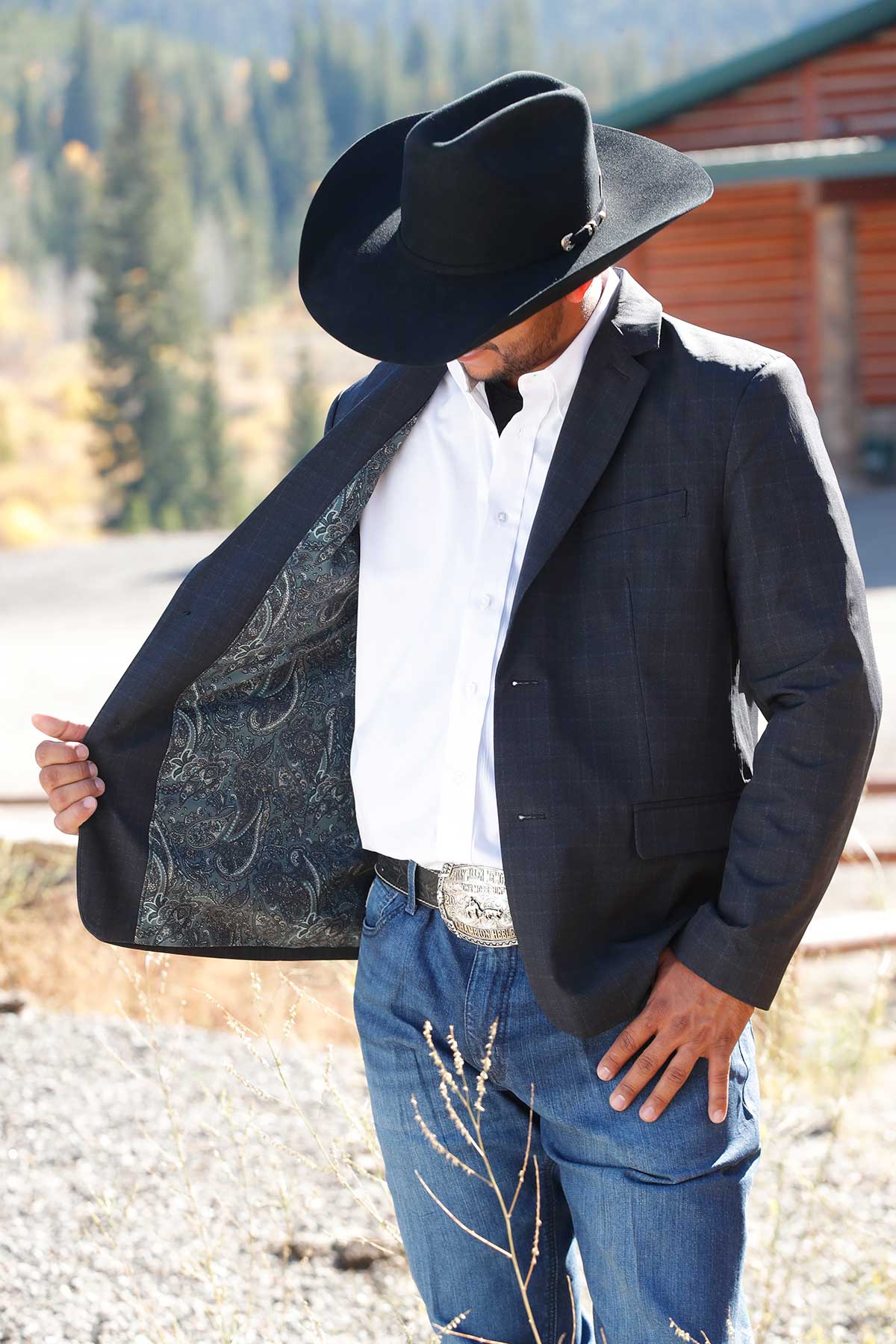 Cinch Charcoal Plaid Sport Coat