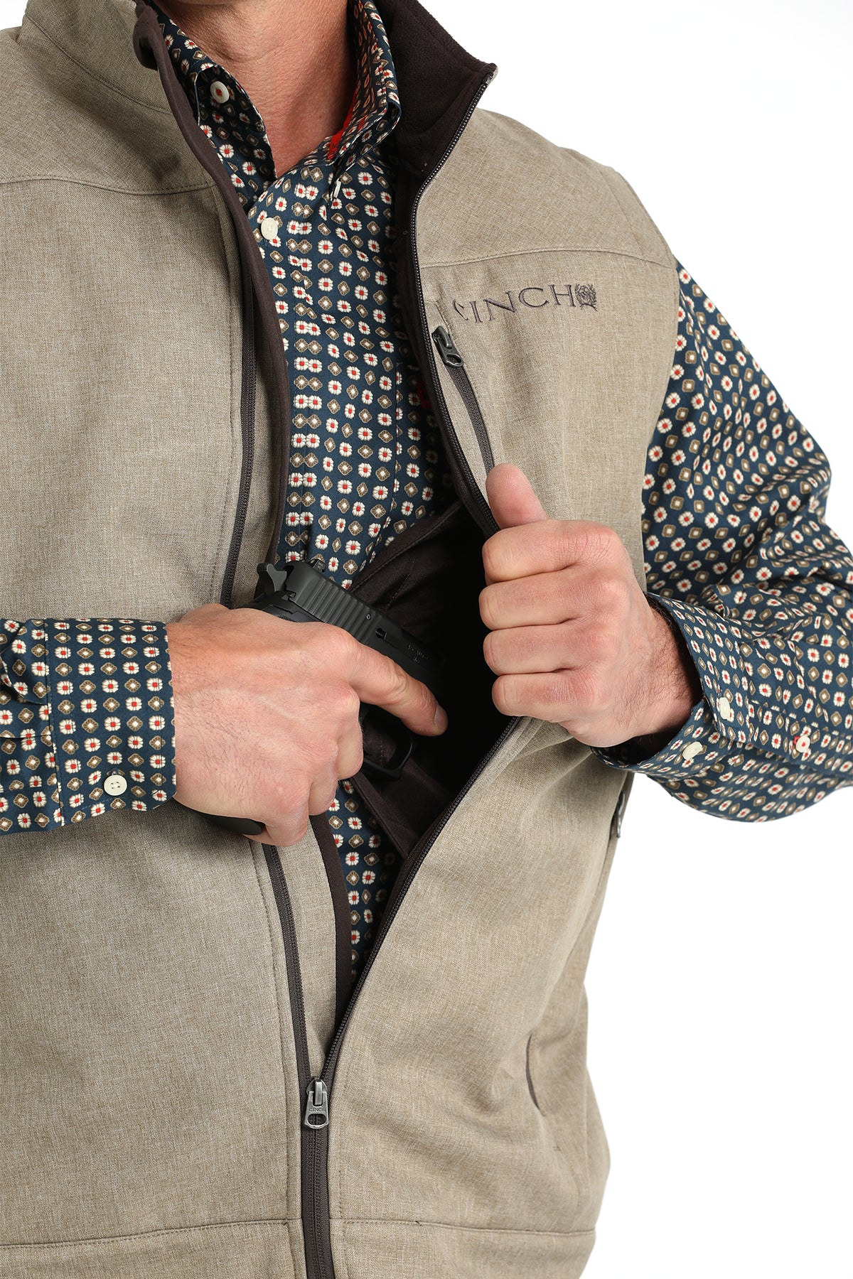 Cinch Men's Concealed Carry Gray Bonded Vest