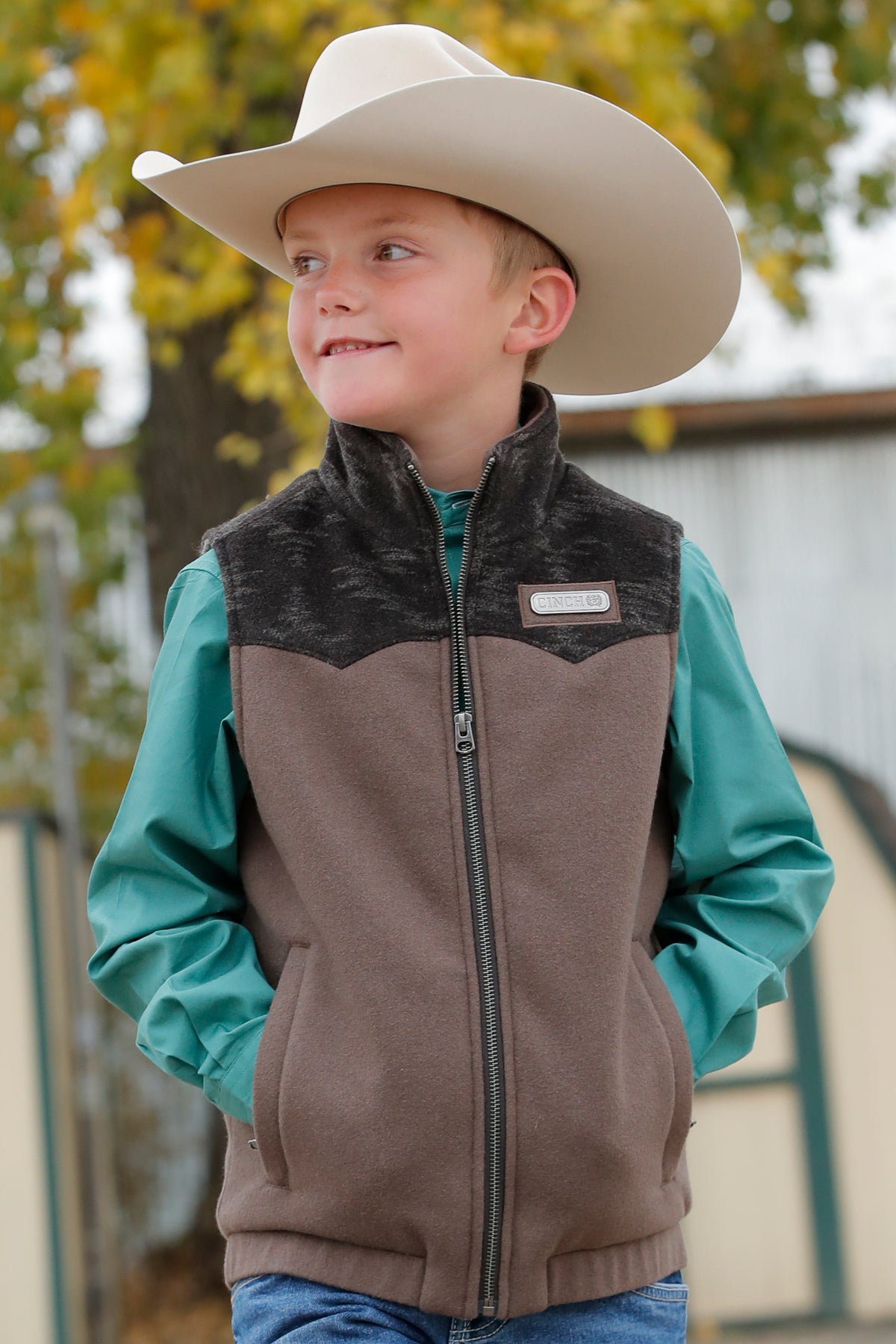 Cinch Boy's Wooly Brown Vest