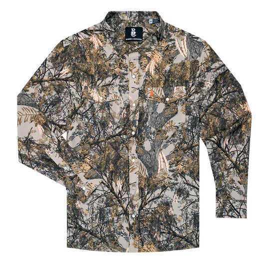 Raised By Coyotes Mesquite Camo Long Sleeve Pearl Snap Shirt