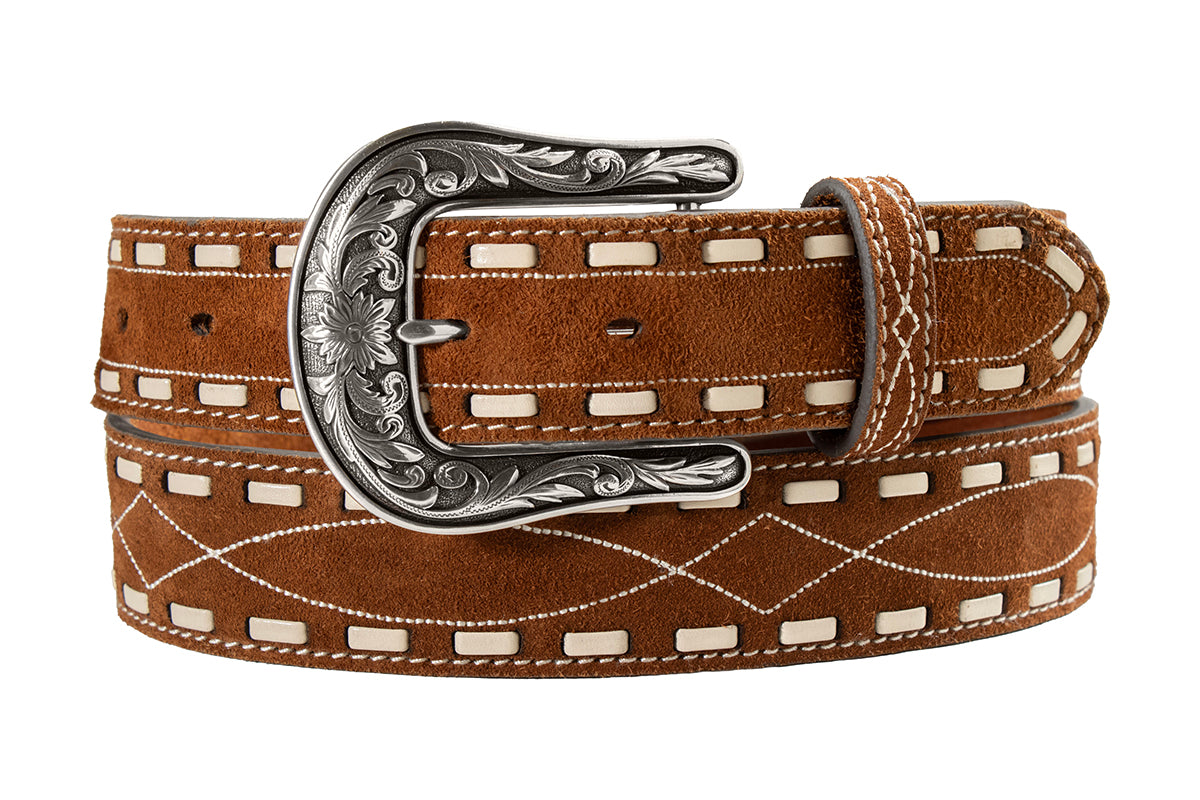 Nocona Ladies Roughout Boot Stitch Step Lacing Belt in Rust