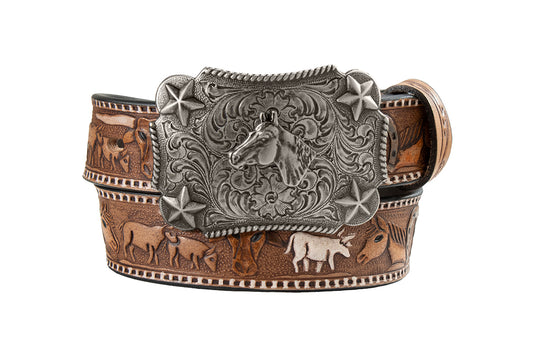 Nocona Girl's 1-1/4" Hand Painted Belt with Horse Buckle