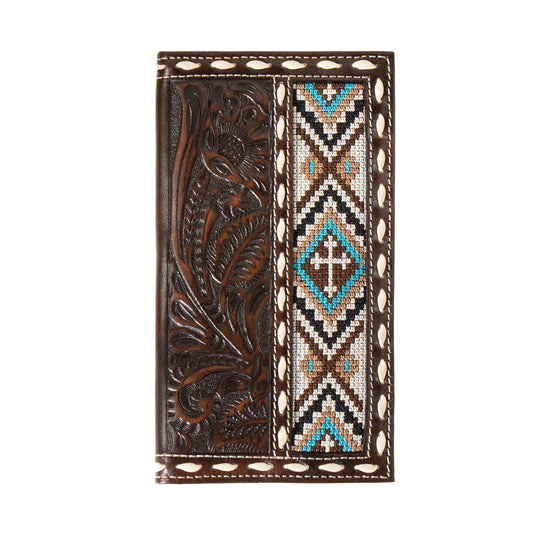 Nocona Floral Embossed Embroidered Cross Rodeo Wallet