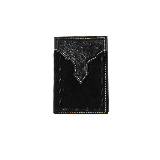 Nocona Black Bucklace Trifold Roughout Wallet