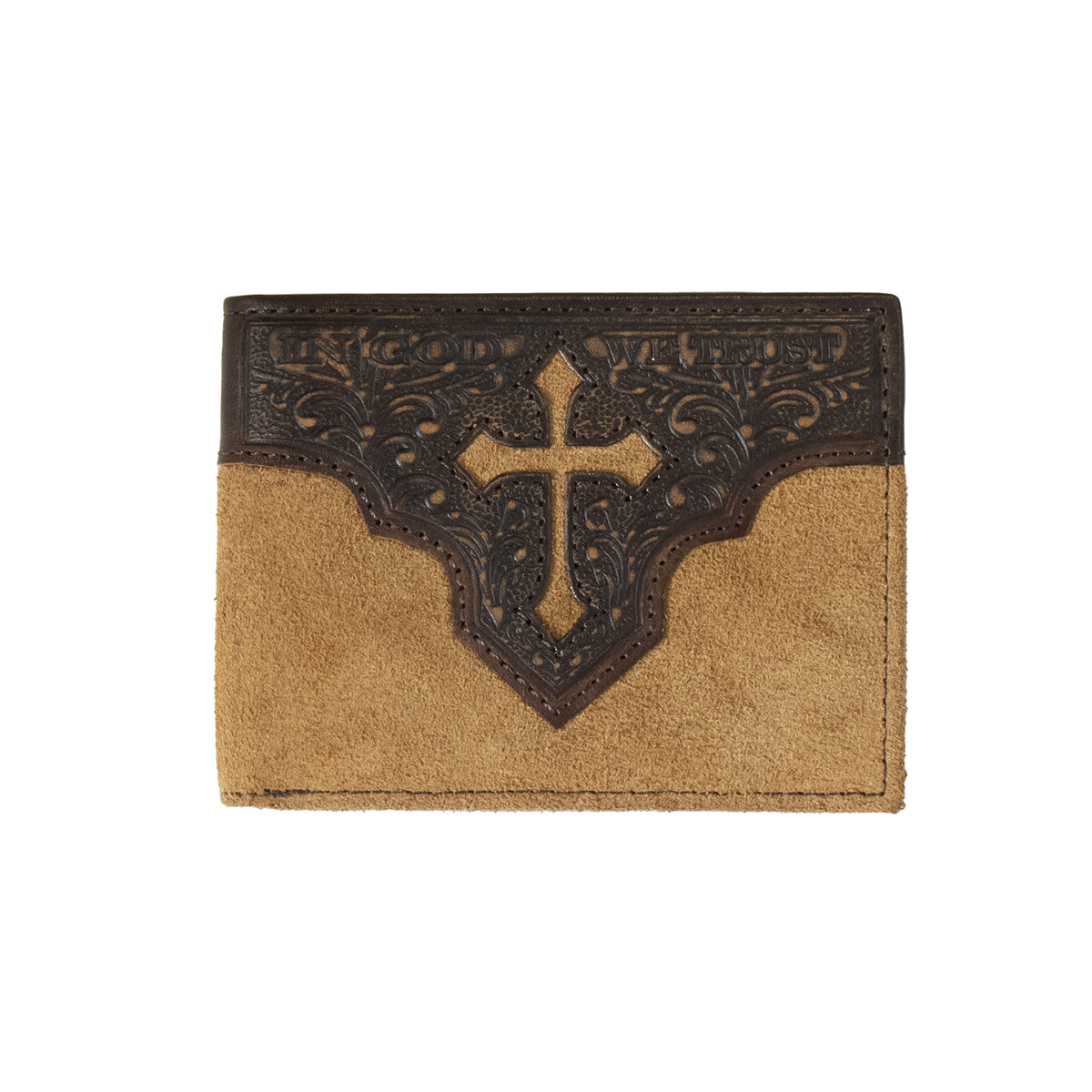 Nocona Tan Embossed Cross Bifold Wallet