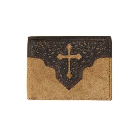 Nocona Tan Embossed Cross Bifold Wallet