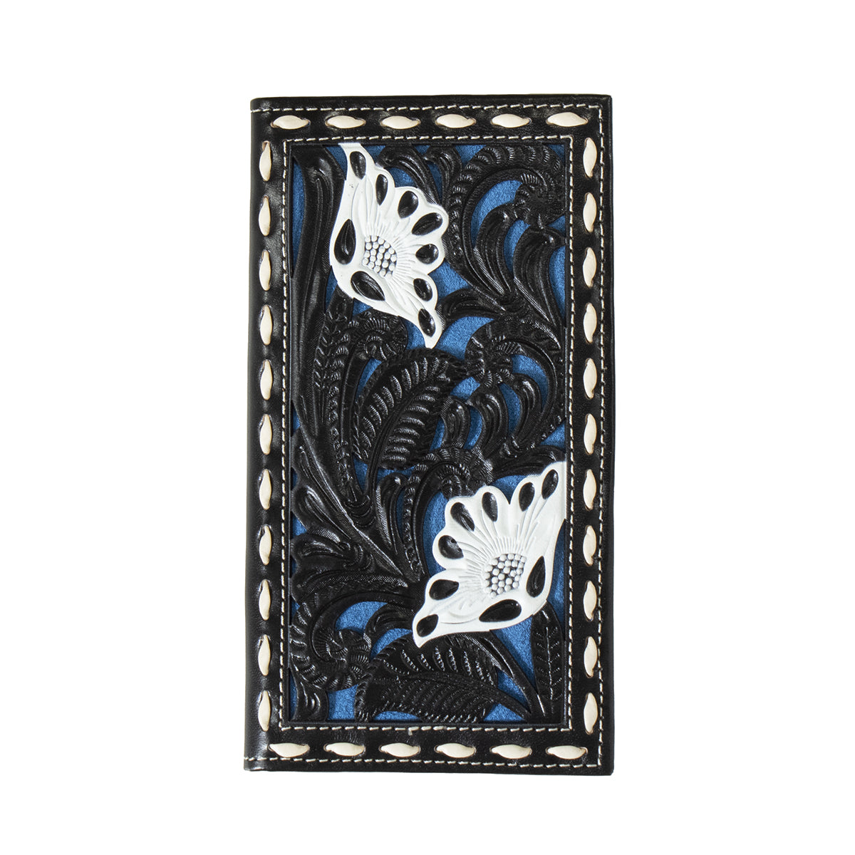 Nocona Floral Filigree with Blue Underlay Rodeo Wallet