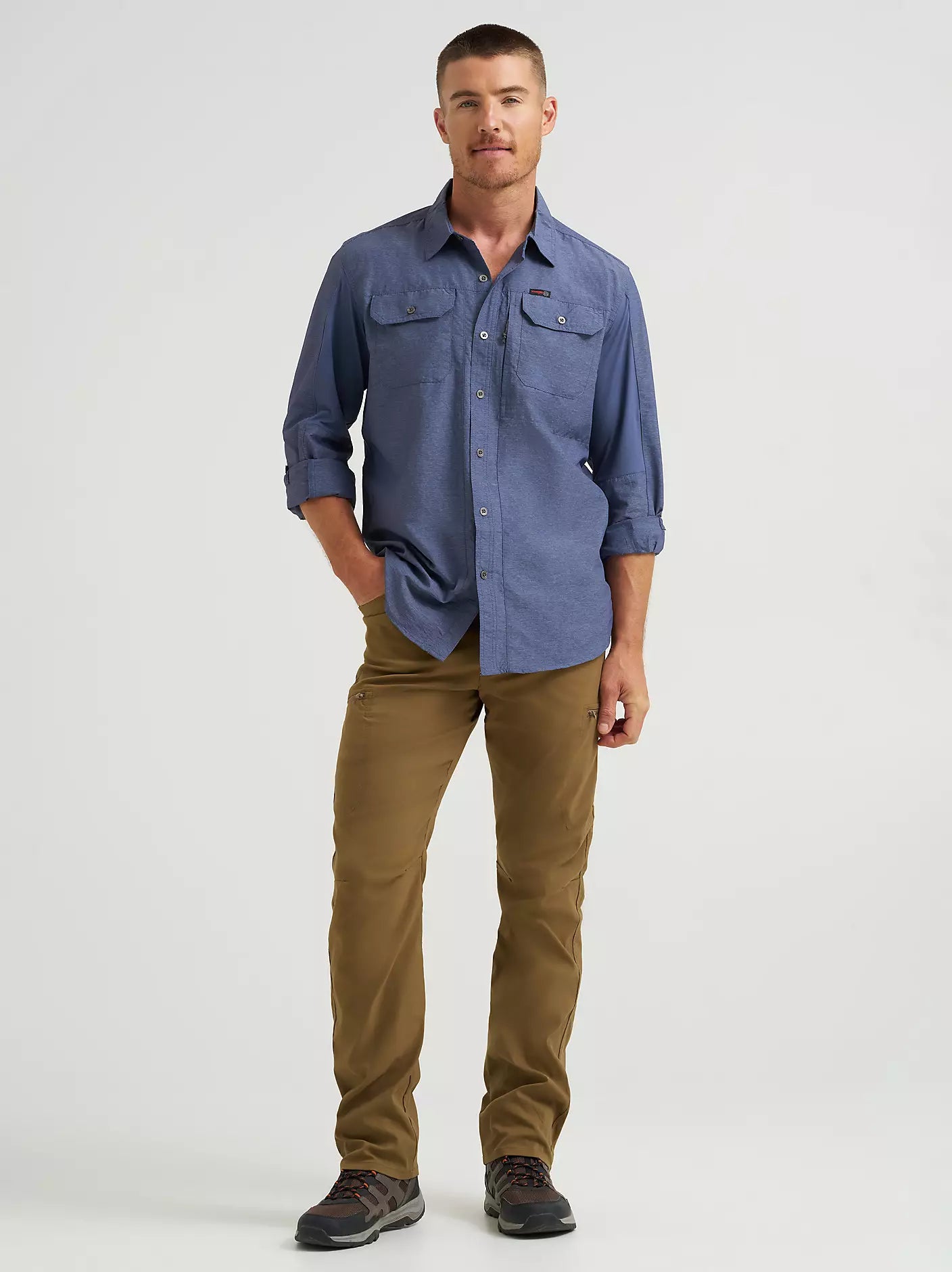 Wrangler ATG™ Men's Mixed Material Shirt in Vintage Indigo
