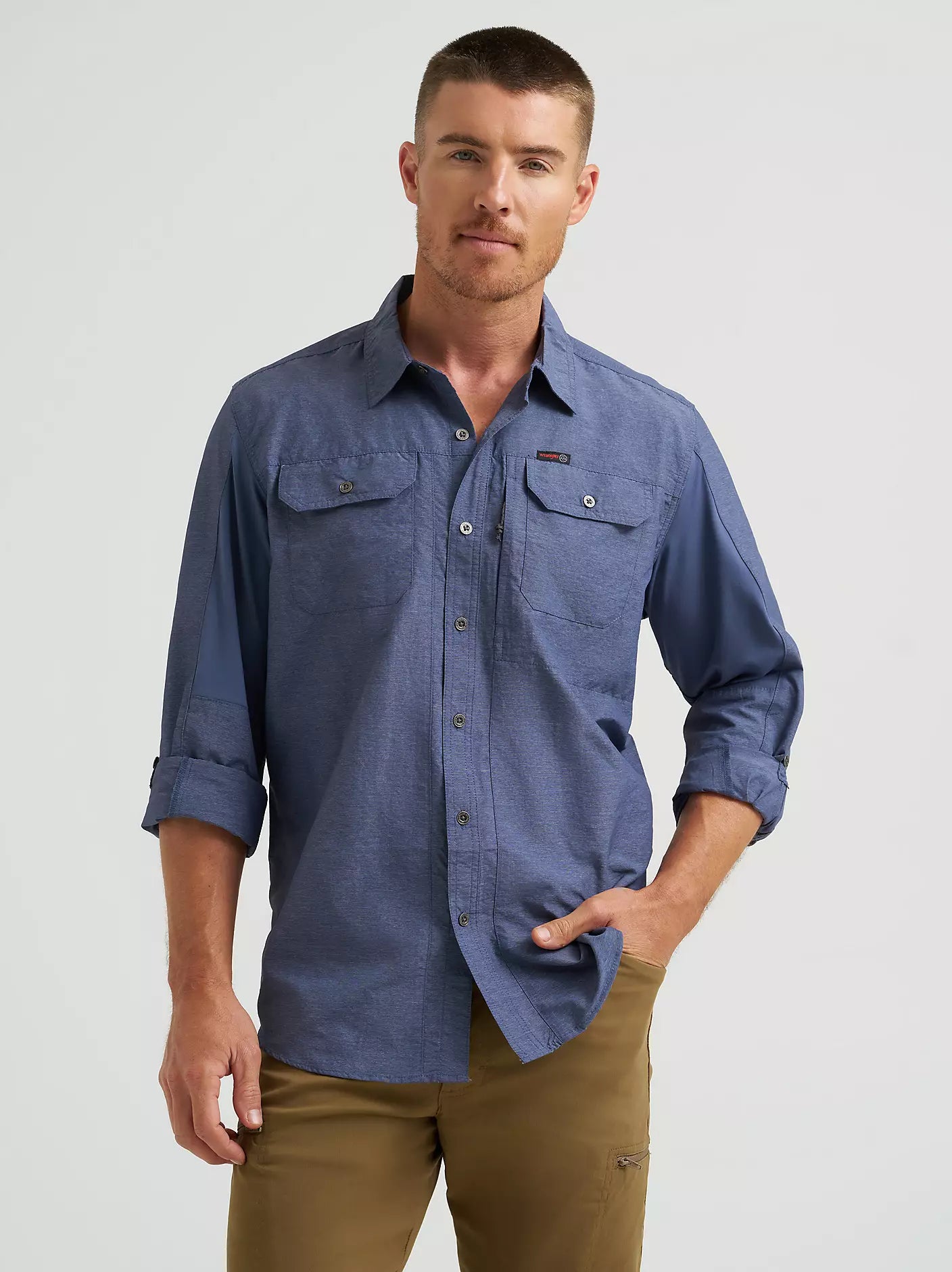 Wrangler ATG™ Men's Mixed Material Shirt in Vintage Indigo