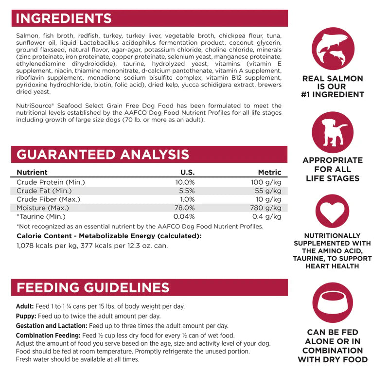 NutriSource Grain Free Seafood Select Wet Dog Food