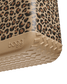 Close-up of a bogg bag with leopard print pattern and beige bottom