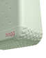 Close-up of a light green tote with 'bogg' branding on a white background